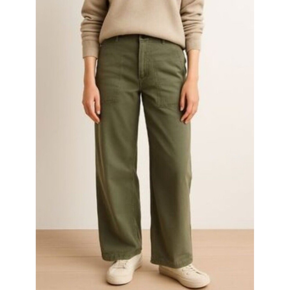 American Eagle Olive Green Wide Leg Pants 6 Soft Norm Utility Pockets Heritage W